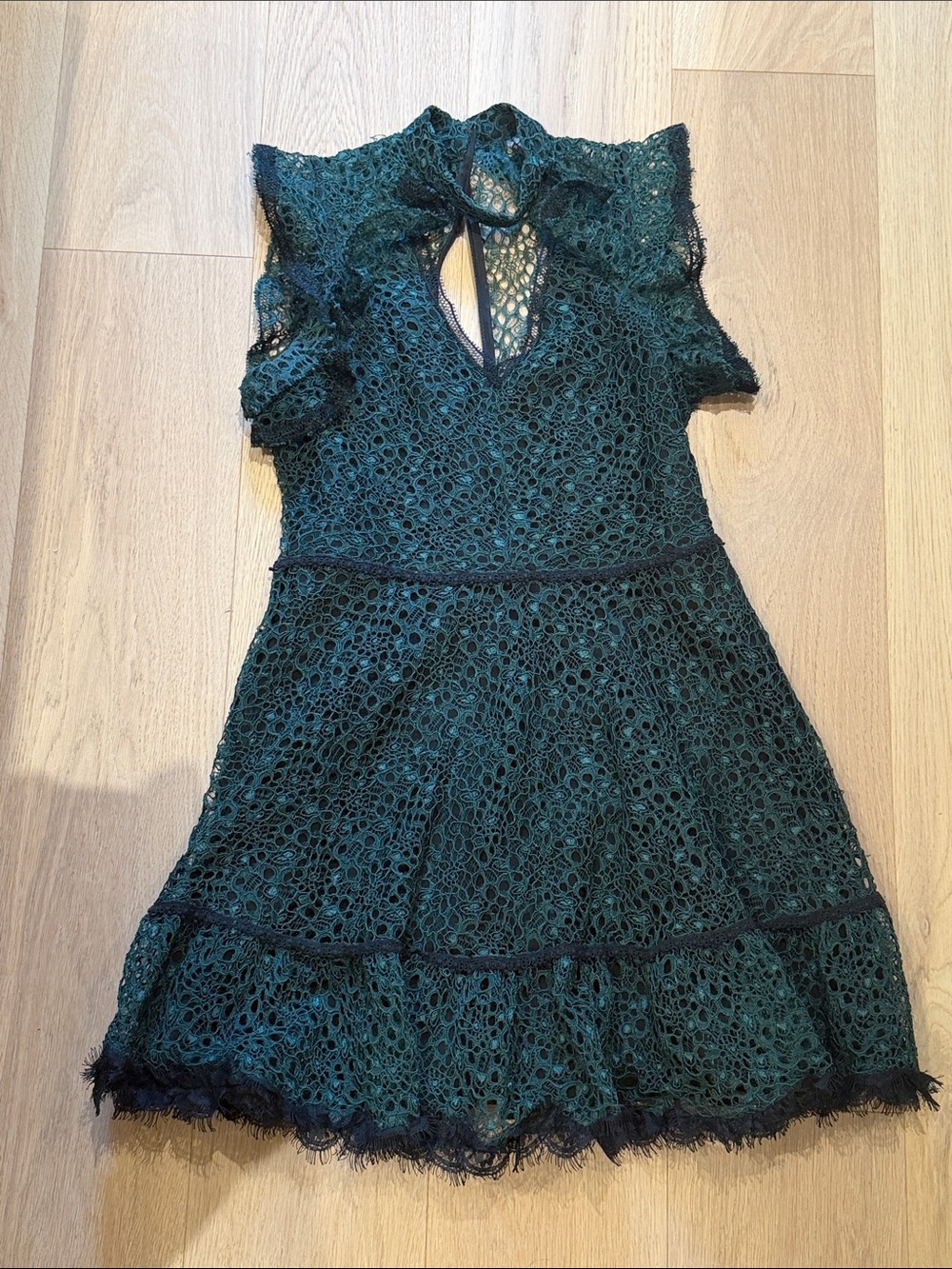 Alexis Dark Teal Lace Mini Dress